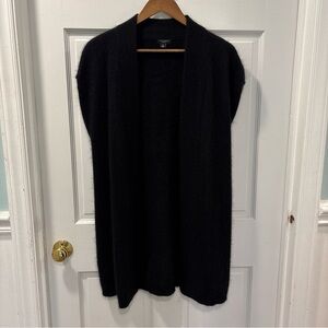 Ann Taylor Women’s Angora Blend Long Duster Sleeveless Cardigan Sz M Black NWOT